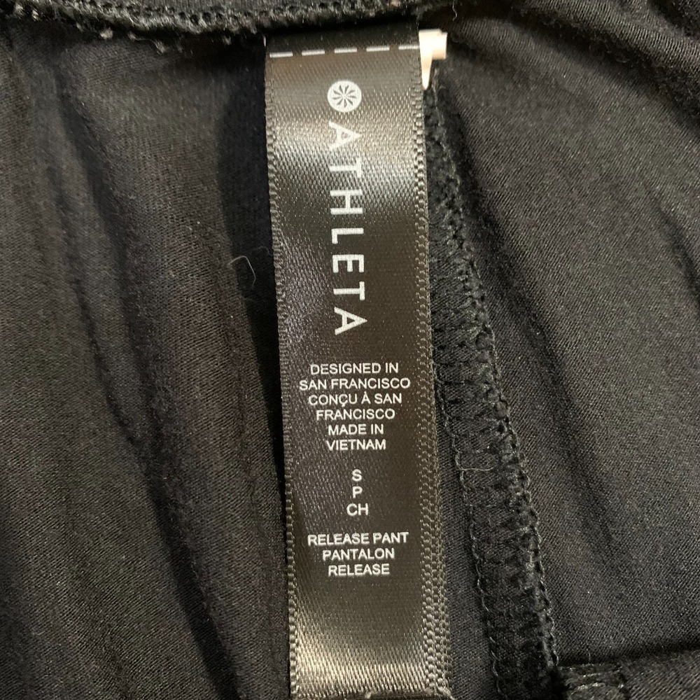 Athleta Black Wrap Front Lounge Yoga Sz Small Pants Draped Leg Slits Relaxed Fit - Picture 6 of 12